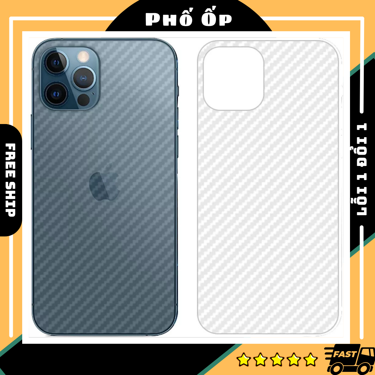 Dán mặt lưng iphone full viền vân Carbon Full mã iphone 13promax đến iphone 5