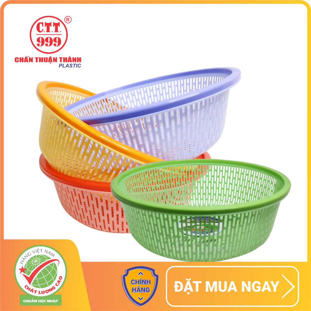 Combo 4 Rổ nhựa tròn có viền 36cm Chấn Thuận Thành đựng đồ, đựng rau củ, đa năng tiện dụng hàng Việt Nam Chất Lượng Cao RV3620-4 (giao màu ngẫu nhiên)