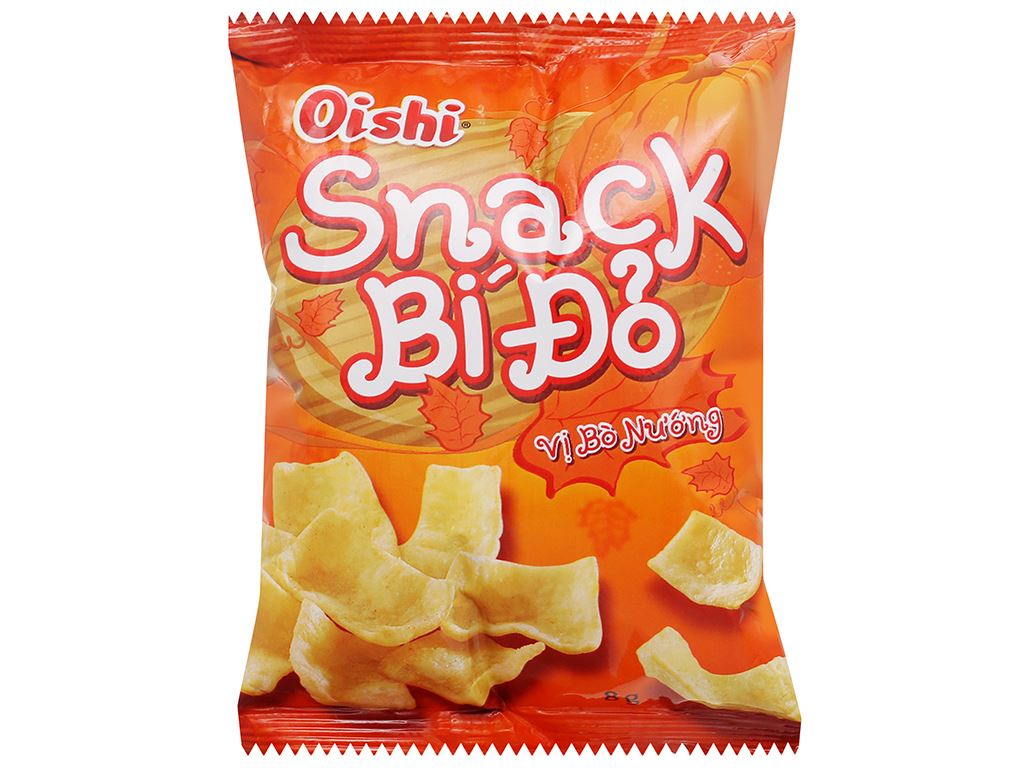 Bim Bim Snack Bí Đỏ Vị Bò Nướng Oishi 8g 16g-Ăn Vặt Sumo Snack