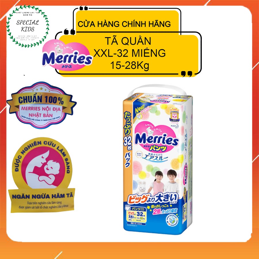 Tã/bỉm quần merries jumbo siêu công miếng nội địa nhật size xxl32.