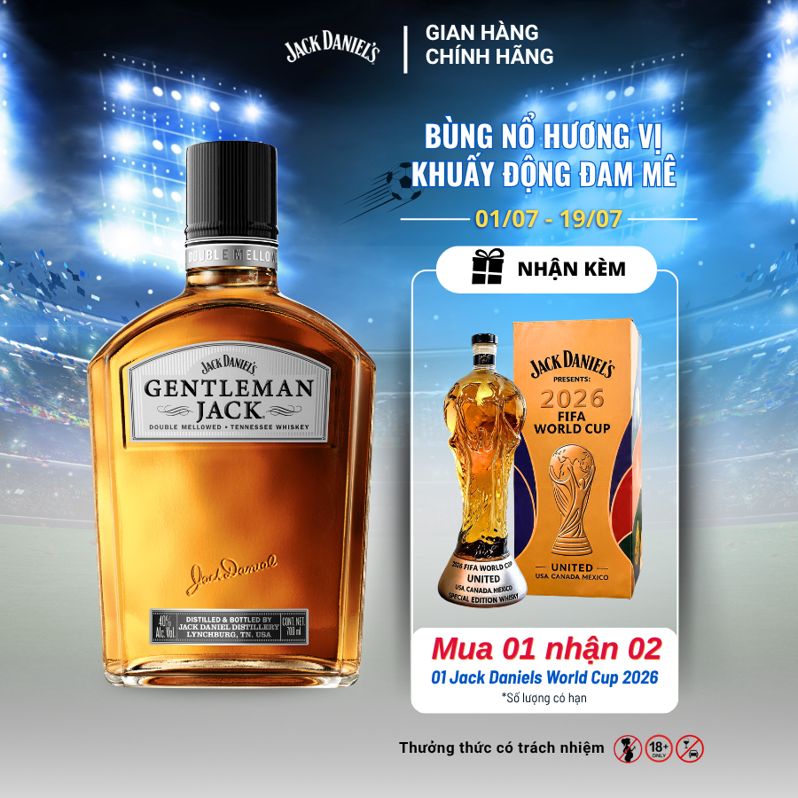 Rượu Whiskey Jack Daniel's GENTLEMAN JACK 40% 750ml + Kèm vỏ chai World Cup 2026