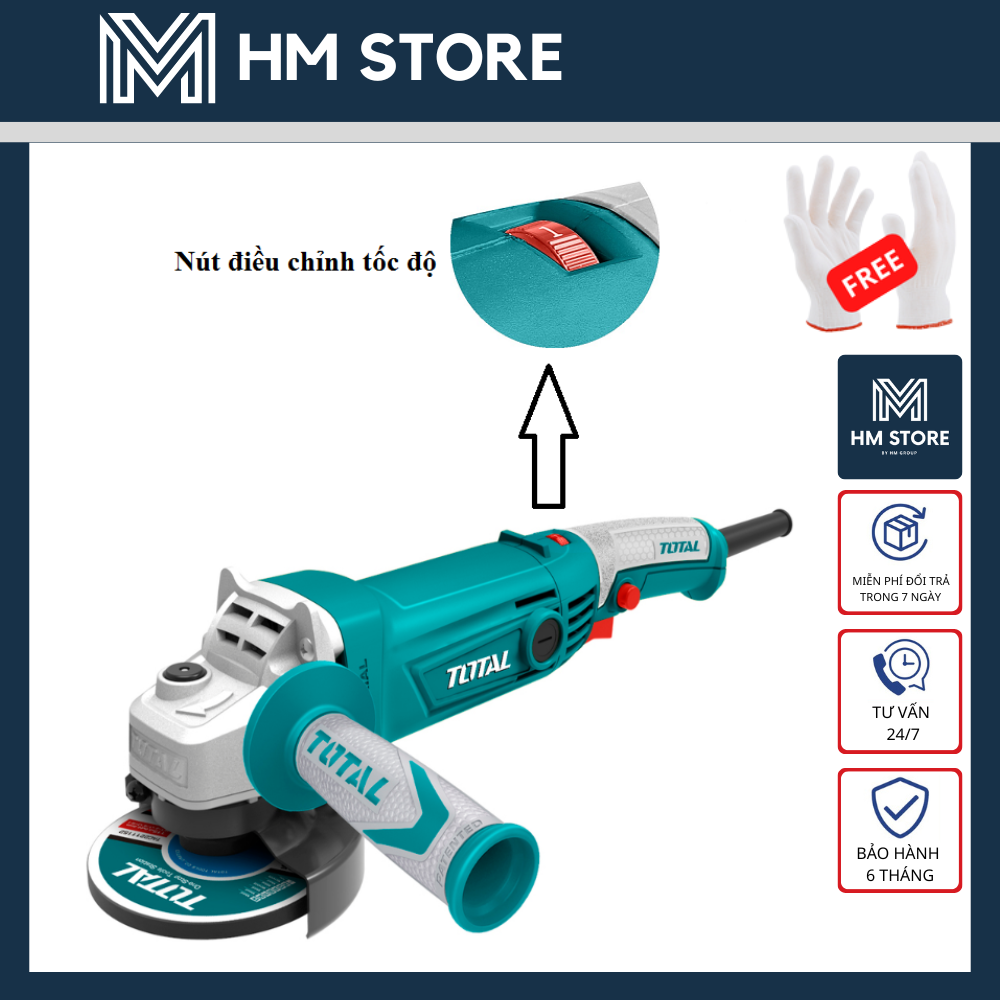 Máy mài góc 1010w total 5" - tặng 2 lưỡi cắt - có điều chỉnh tốc độ - tg1121256-3
