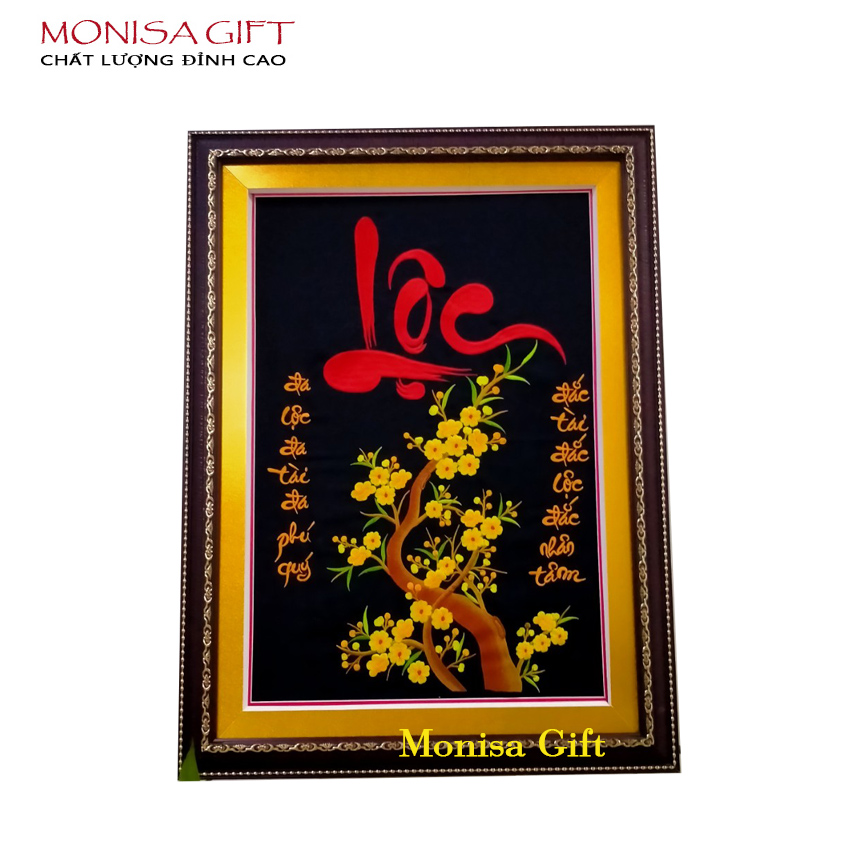 Tranh Thêu Tranh Treo Tường Thành Phẩm Tranh Thêu Chữ Lộc Cao Cấp Monisa GiftT KT 50x70cm (không khung)