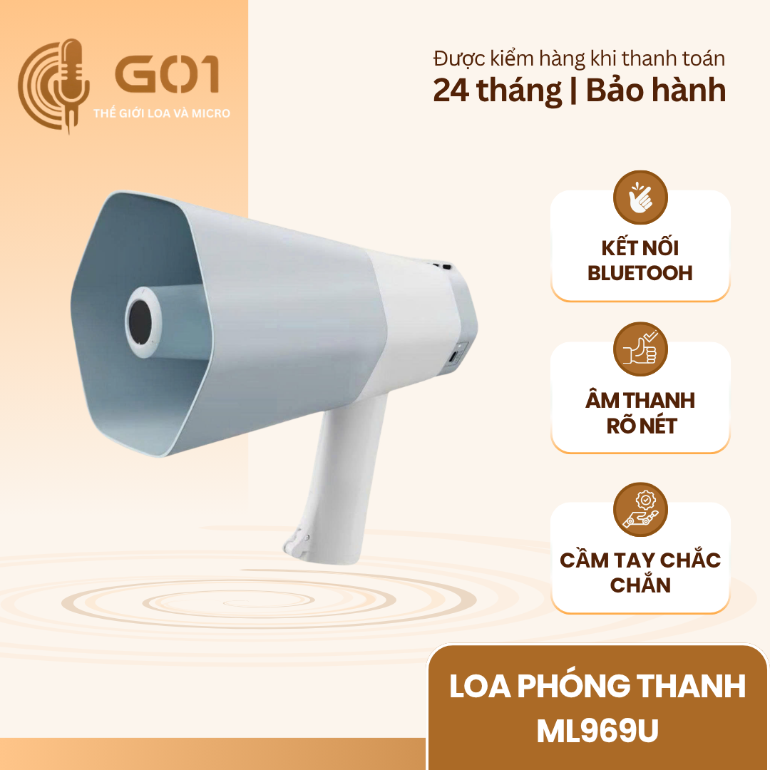 Loa phóng thanh ML969U (2 pin) 45W Bluetooth ghi âm báo động hỗ trợ USB thẻ nhớ
