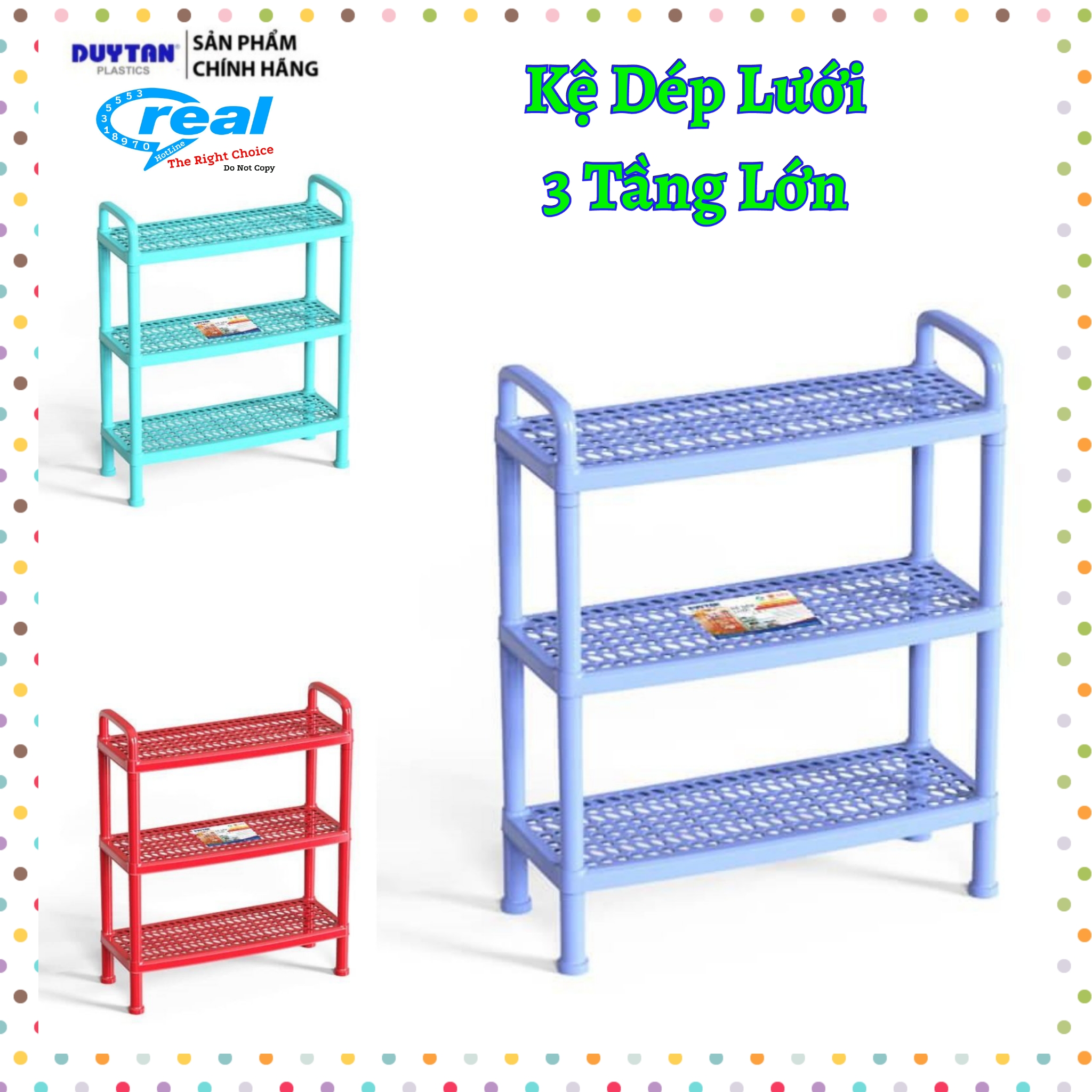 Kệ dép nhựa lưới lớn duy tân -3 tầng