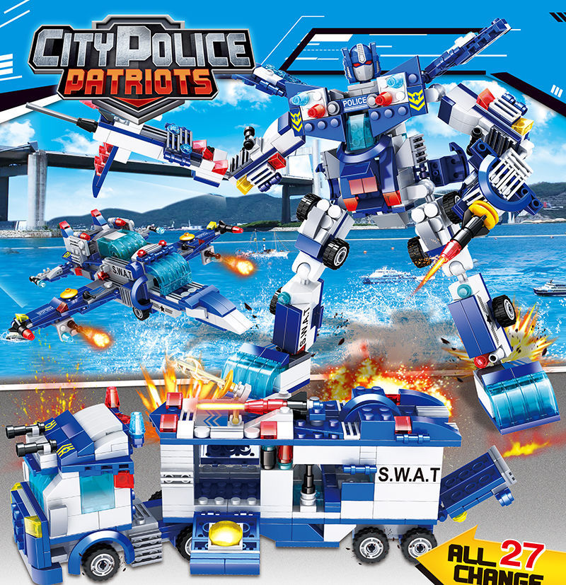 Đồ chơi lắp ráp, Lego Giá rẻ, Lego robot đoàn tàu, máy bay biệt đội police 452 chi-tiết – saffron minhhanh588