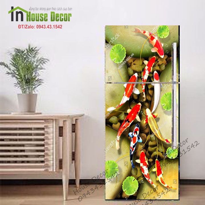 Miếng dán trang trí tủ lạnh House Decor, Chất liệu cao cấp siêu bền, chống nước, dễ dán tại nhà, phù hợp với mọi không gian, 1685529832
