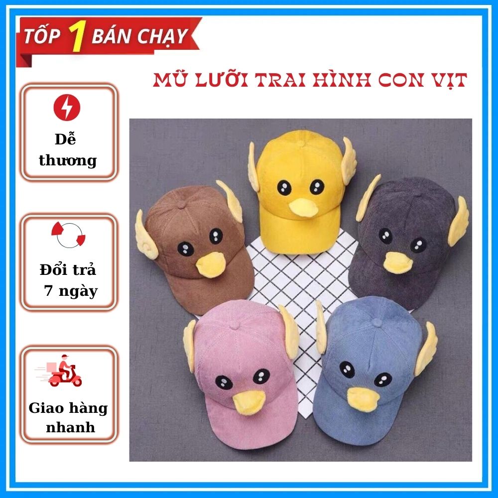 Mũ lưỡi trai hình con vịt cho bé trai và bé gái từ 2-8 Tuổi, Nón kết Trẻ Em Hình Vịt Con Có Tiếng Vịt Kêu