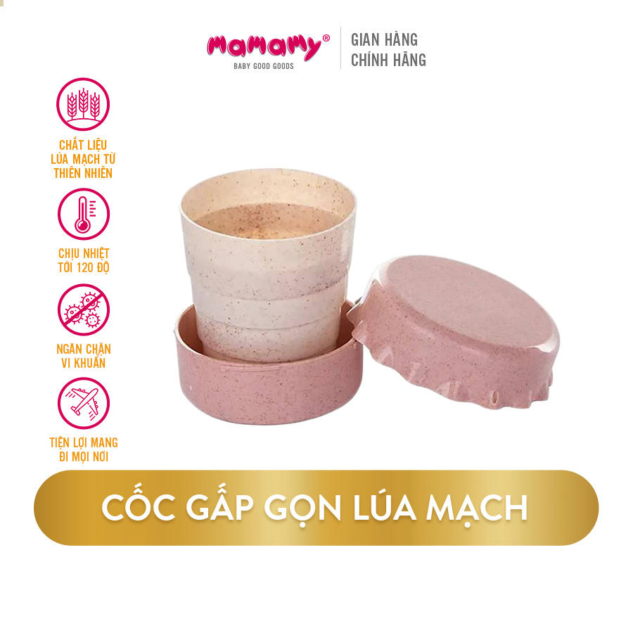 Cốc uống nước lúa mạch có thể gấp gọn siêu tiện lợi 130ml