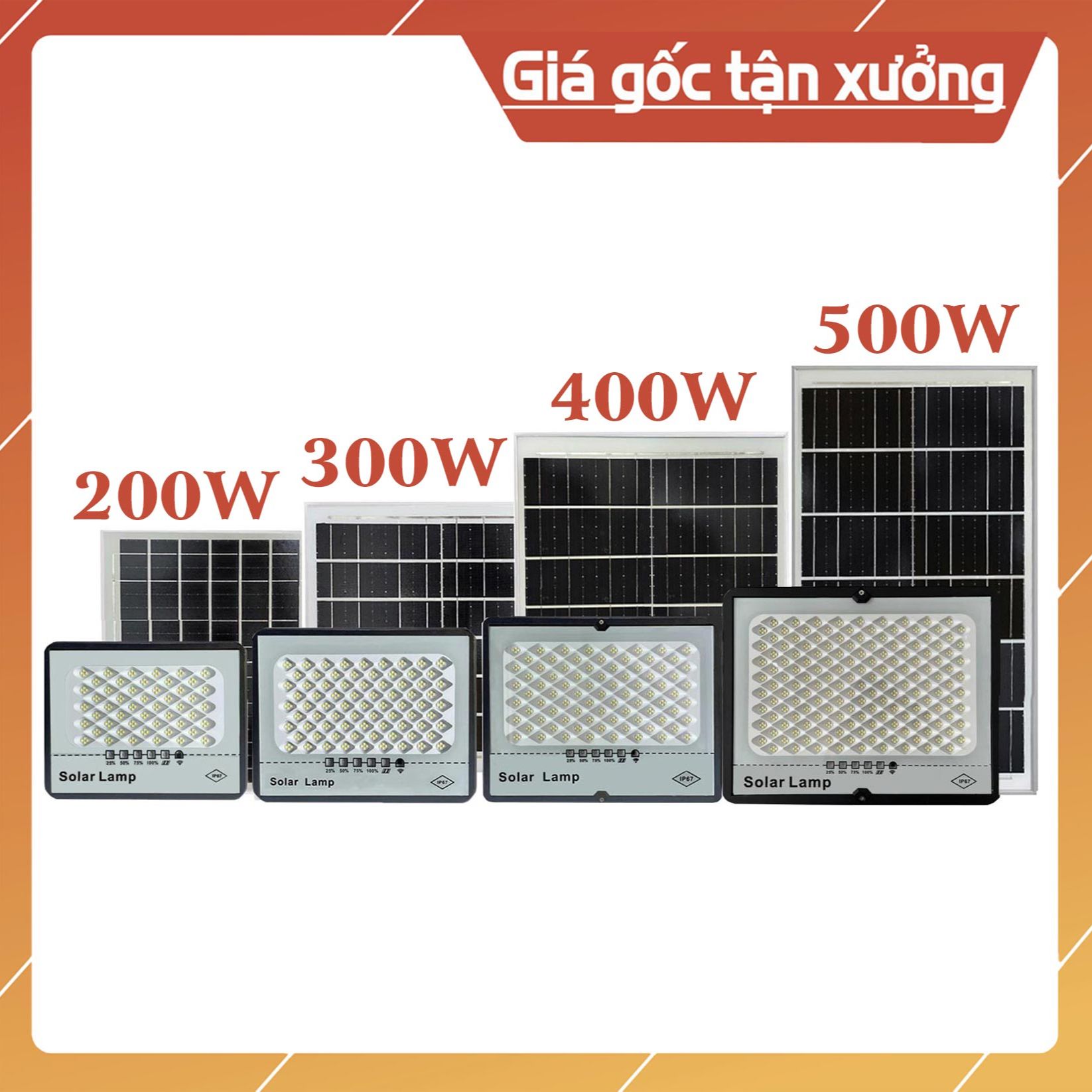 Đèn pha đèn chống chói năng lượng mặt trời 200w 300w 400w 500w, chống nước ip67