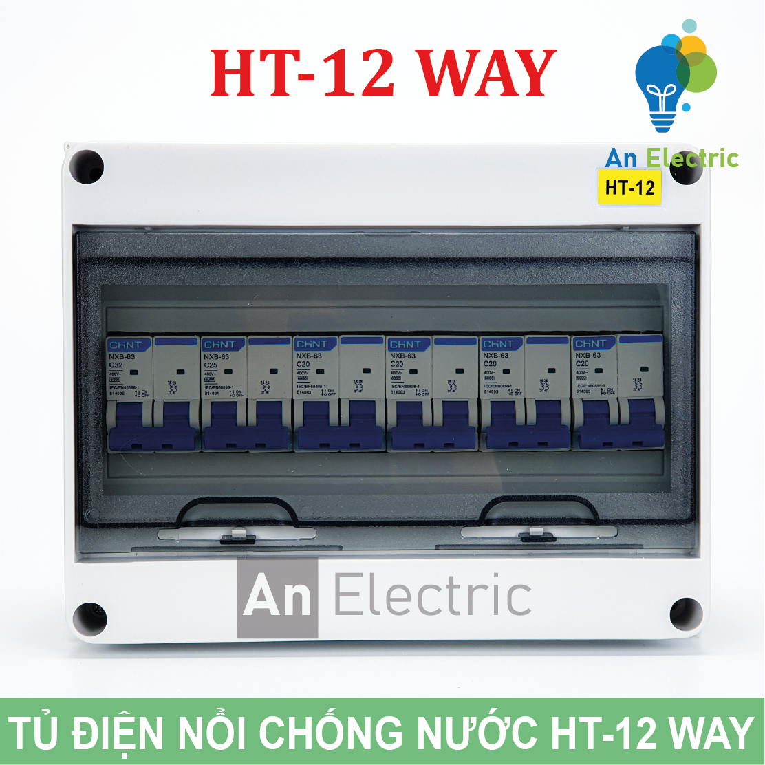 Vỏ tủ điện phân phối chống nước HT-12 WAY chuẩn IP65 (HT Series) - Đảm bảo an toàn điện, bền bỉ và hiệu quả cao (M1)