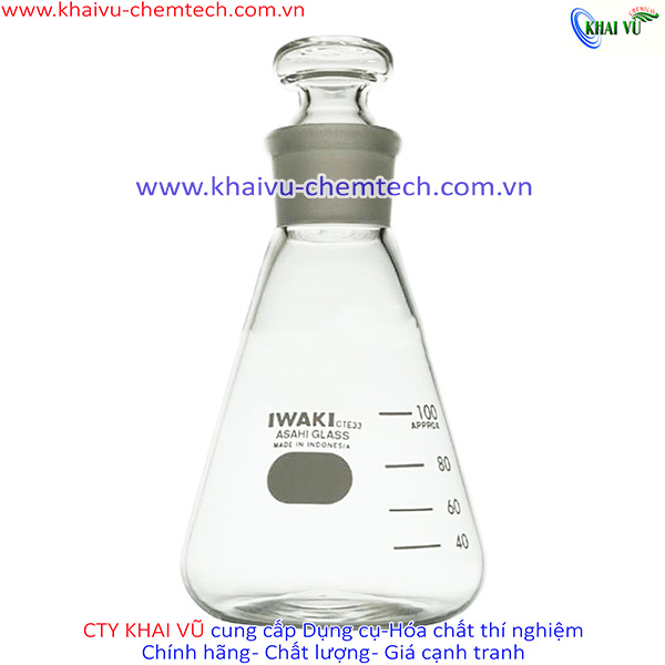 Bình tam giác chia vạch chịu nhiệt thủy tinh 100ml 250ml 500ml có nút nhám
