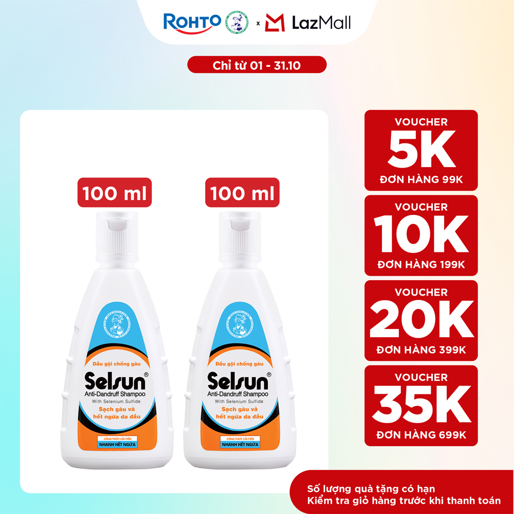 [VB] Bộ 2 dầu gội Selsun chống gàu, sạch gàu & hết ngứa da đầu Selsun Anti-Dandruff Shampoo 100ml