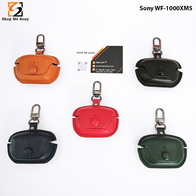 Bao da cover cho sony wf-1000xm5 kèm móc kim loại