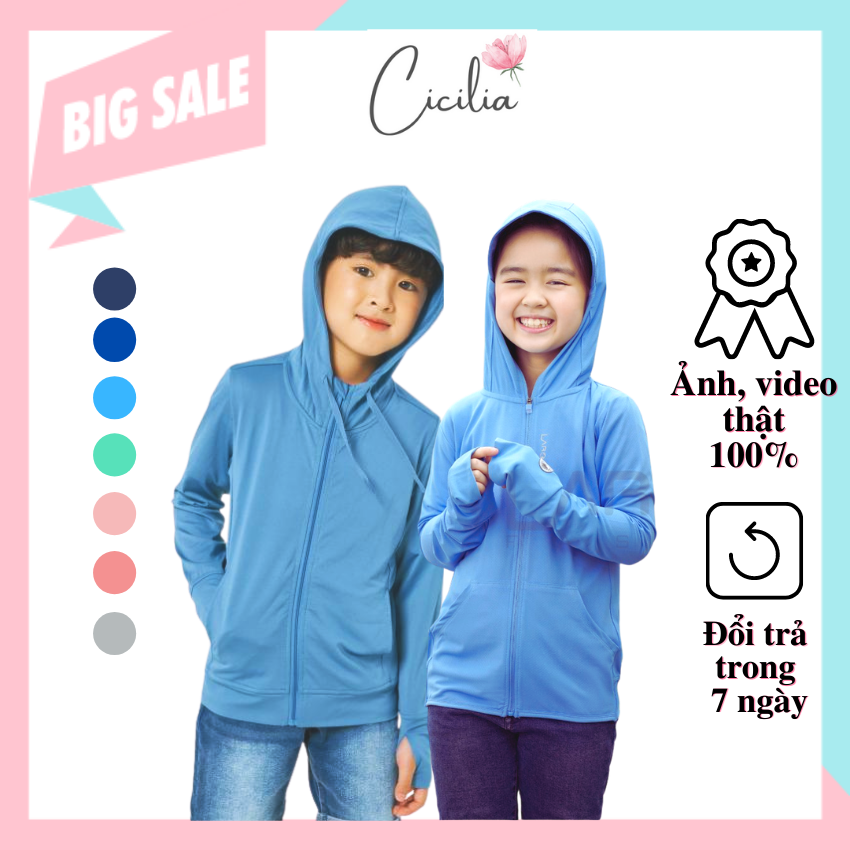 [SALE 3 NGÀY] Áo Chống Nắng Trẻ Em Cho Bé Gái Bé Trai Vải Thông Hơi Thoáng Mát Đủ Size 8-35kg, Cicilia