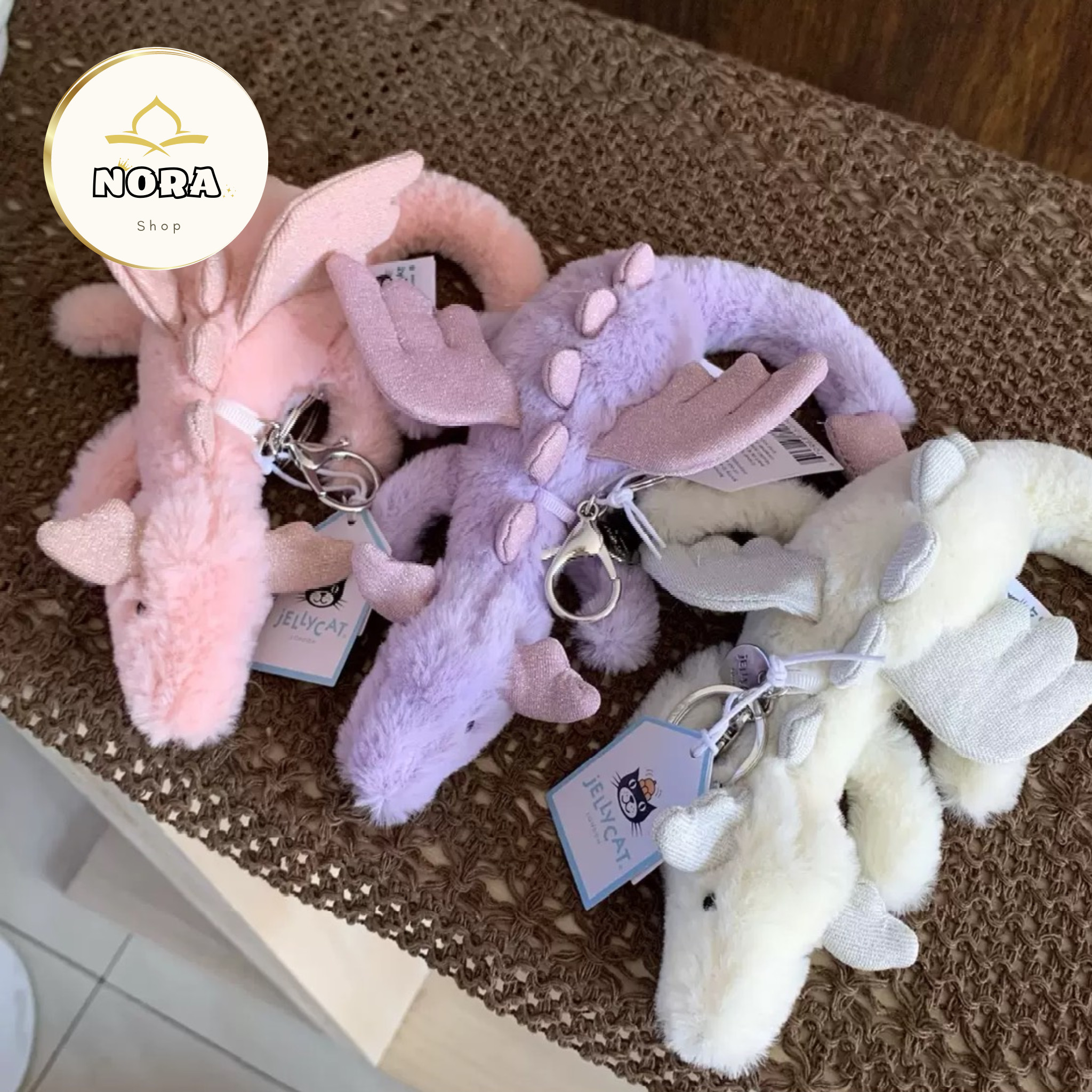 (Có Sẵn) Móc khoá Jellycat Hàng Dư Snow Dragon Full Tag Sườn Tặng Dustbag JC ( full màu )