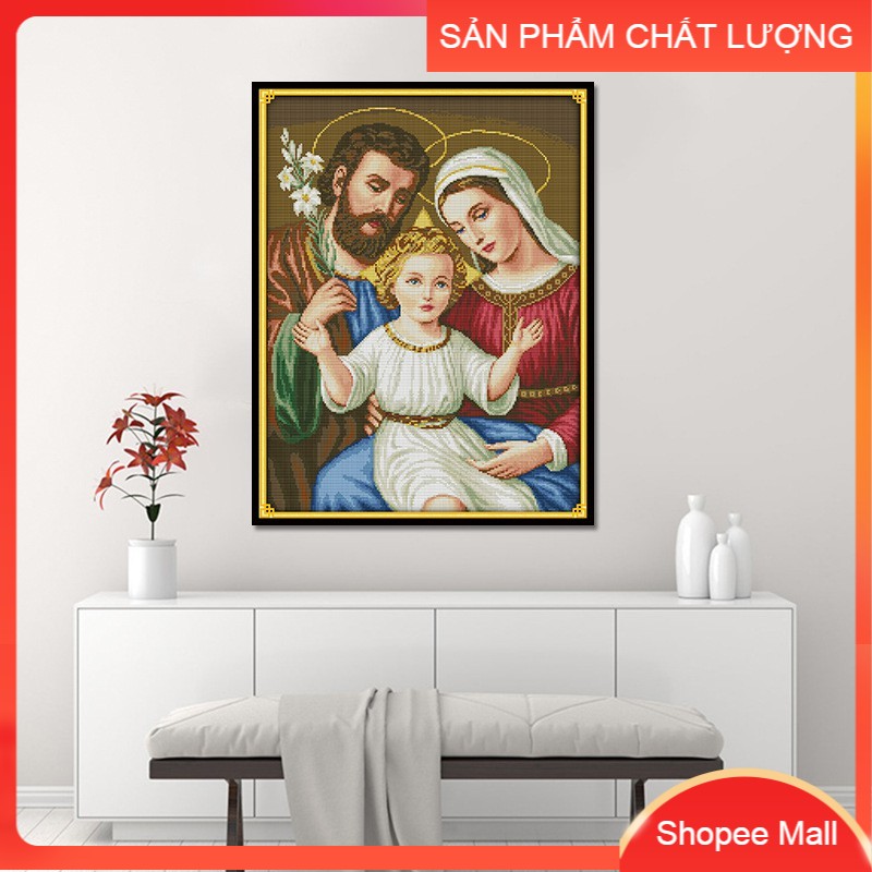 [HCM]Tranh thêu chữ thập gia đình chúa kích thước 52*66cm ( mã A606 ) [Hàng có sẵn]