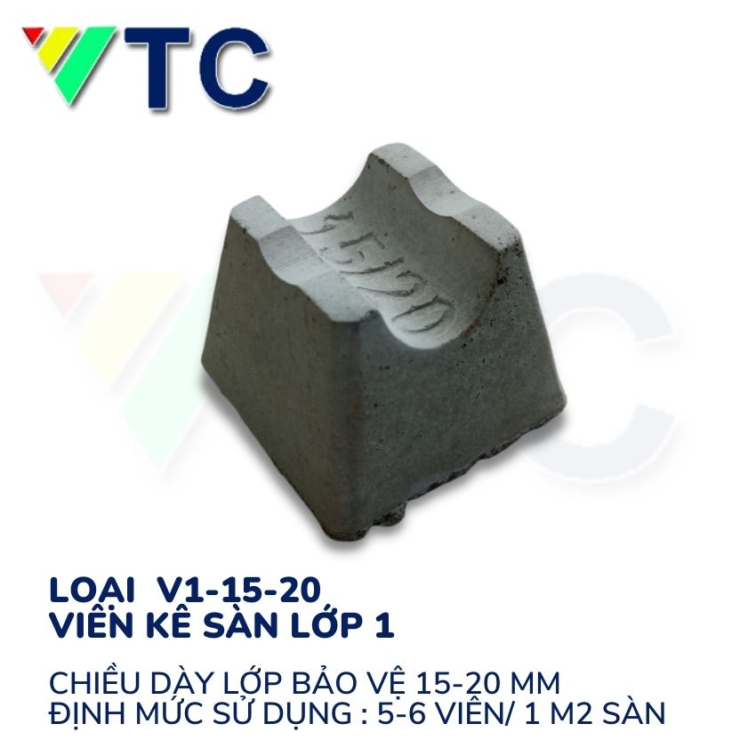 Viên Kê Bê Tông Cường Độ Cao - Viên Kê Sàn Lớp 1 - Loại V1: (15-20): 392 Viên/Thùng