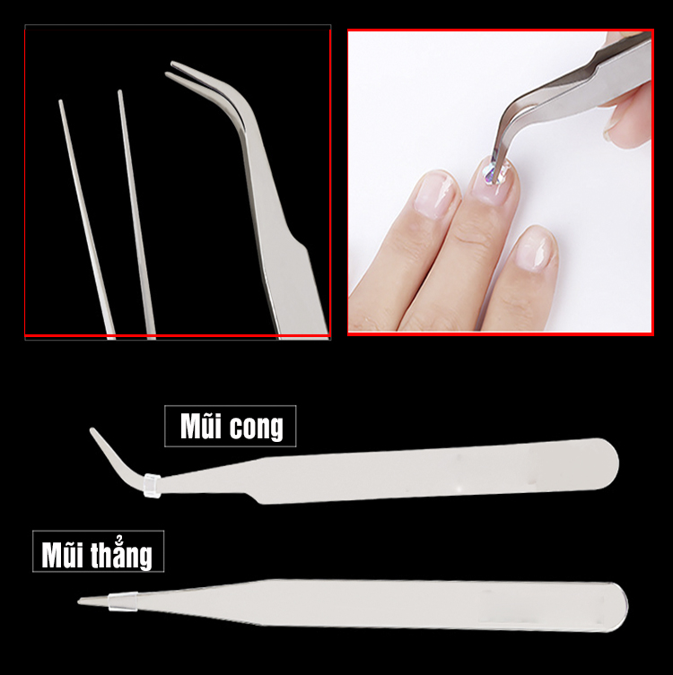 Nhíp Nhọn Thẳng Và Cong Cho Srapbooking Miếng Dán Nối Mi-Miếng Dán Móng Tay Miếng Dán Đá Quý Kim Cương Giả