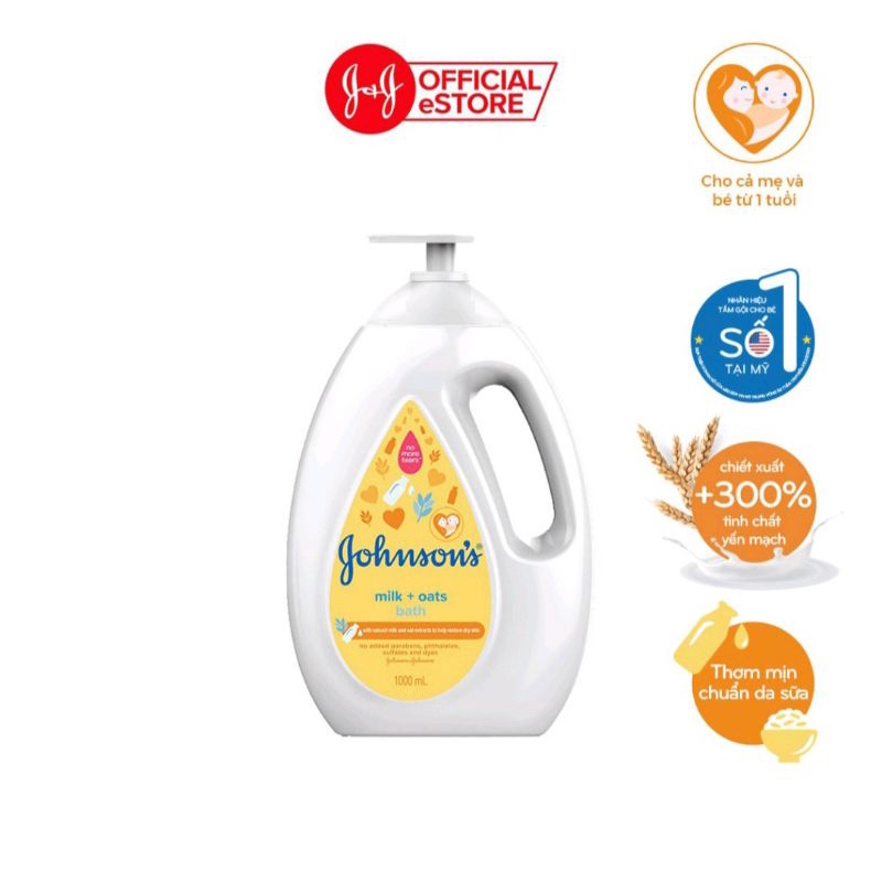 Sữa tắm Johnson’s Baby chứa sữa và gạo sữa và yến mạch 1000ml
