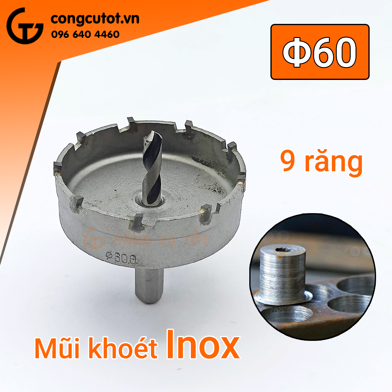 Mũi khoét inox đầu hợp kim