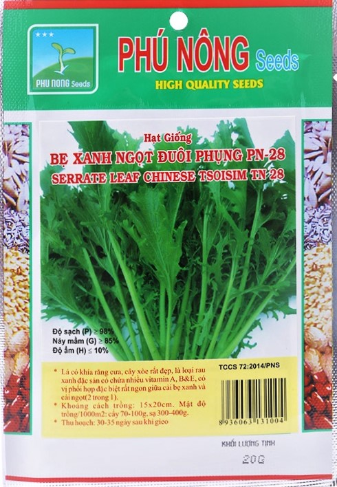 [HCM]Hạt giống bẹ xanh ngọt đuôi phụng Phú Nông PN-28 -gói 20g.