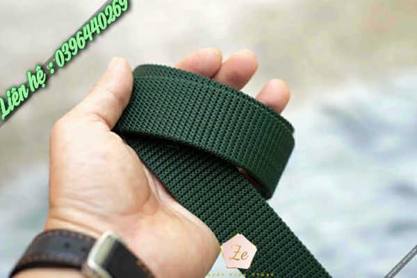 Thắt lưng dù xanh /Dây nịt dù vải mặt sao chốt cài con lăn
