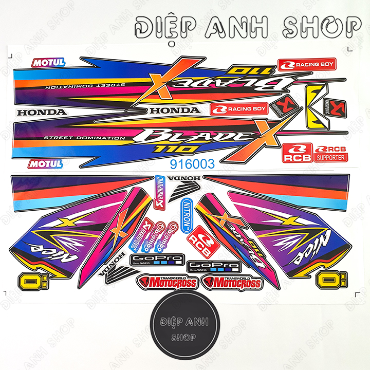 Tem Honda Blade ( Wave Blade) - Tem chế 3 lớp chống nước, chống phai màu
