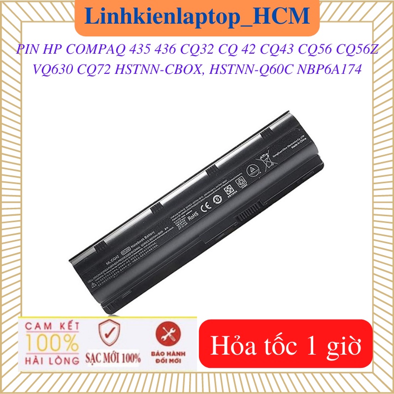 Pin laptop hp compaq 435 436 cq32 cq43 cq42 cq56 cq56z cq72 vq630 hstnn-cbox, hstnn-q60c nbp6a174- cq42