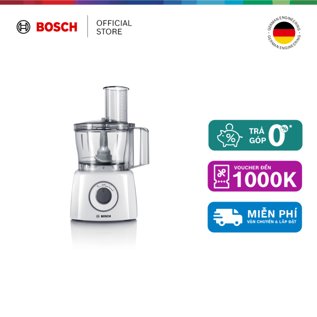 Máy xay đa năng Bosch MCM3200W MultiTalent 3 (800W, màu trắng) - Hàng chính hãng