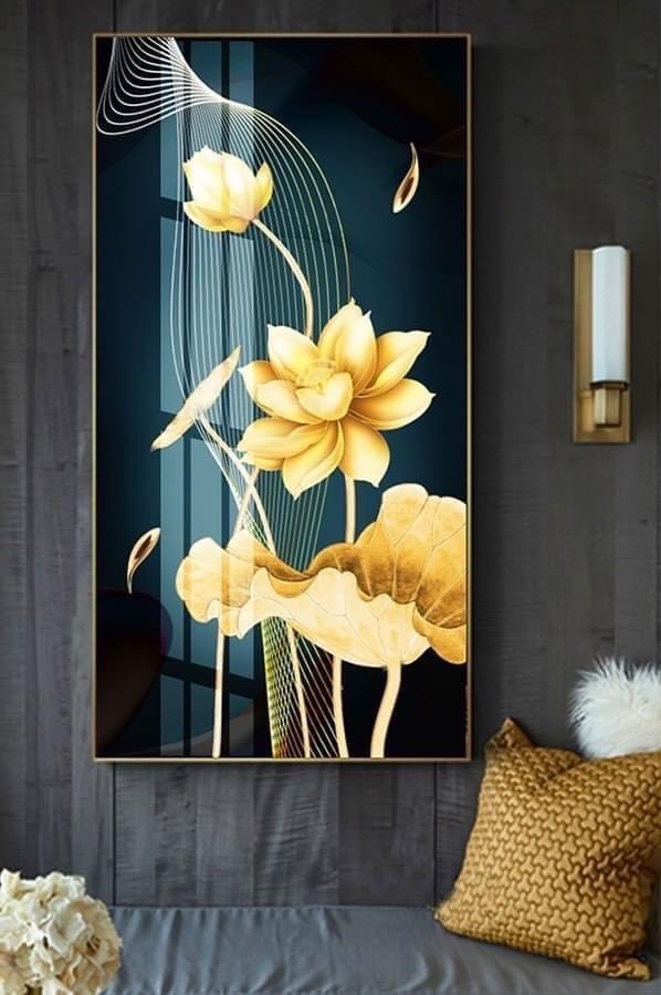 20 mẫu tranh đứng hoa sen, phong cảnh , tranh 3D tráng gương treo tường trang trí phòng khách , cầu thang có phụ kiện đi kèm