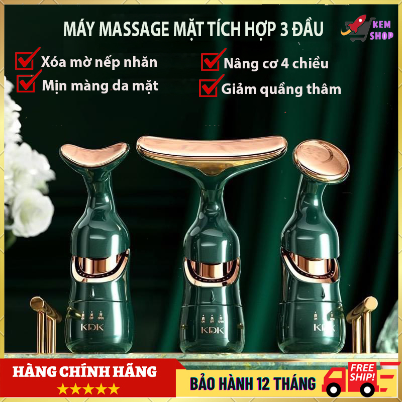 Máy massage mặt cầm tay mini 3 đầu, dụng cụ chăm sóc da mặt đẩy tinh chất, máy massage mặt kdk chính hãng, máy chăm sóc da mặt cao cấp, nâng cơ mặt, dưỡng da, xóa mờ vết thâm, chăm sóc da mặt chuyên sâu, nâng cơ săn chắc