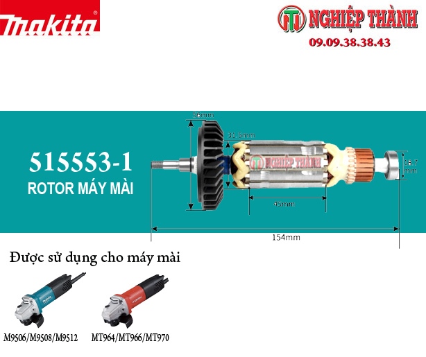 Rotor máy mài maktec m9506/ m9508/ m9512/ mt964/ mt966/ mt970 hàng chính hãng