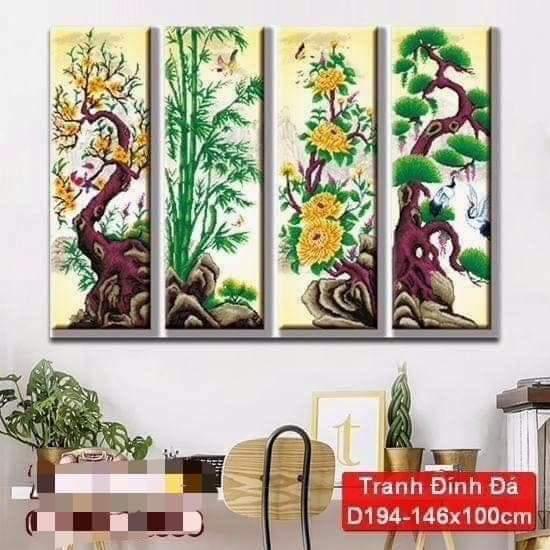Tranh đính đá tứ quý h959 - 115x70