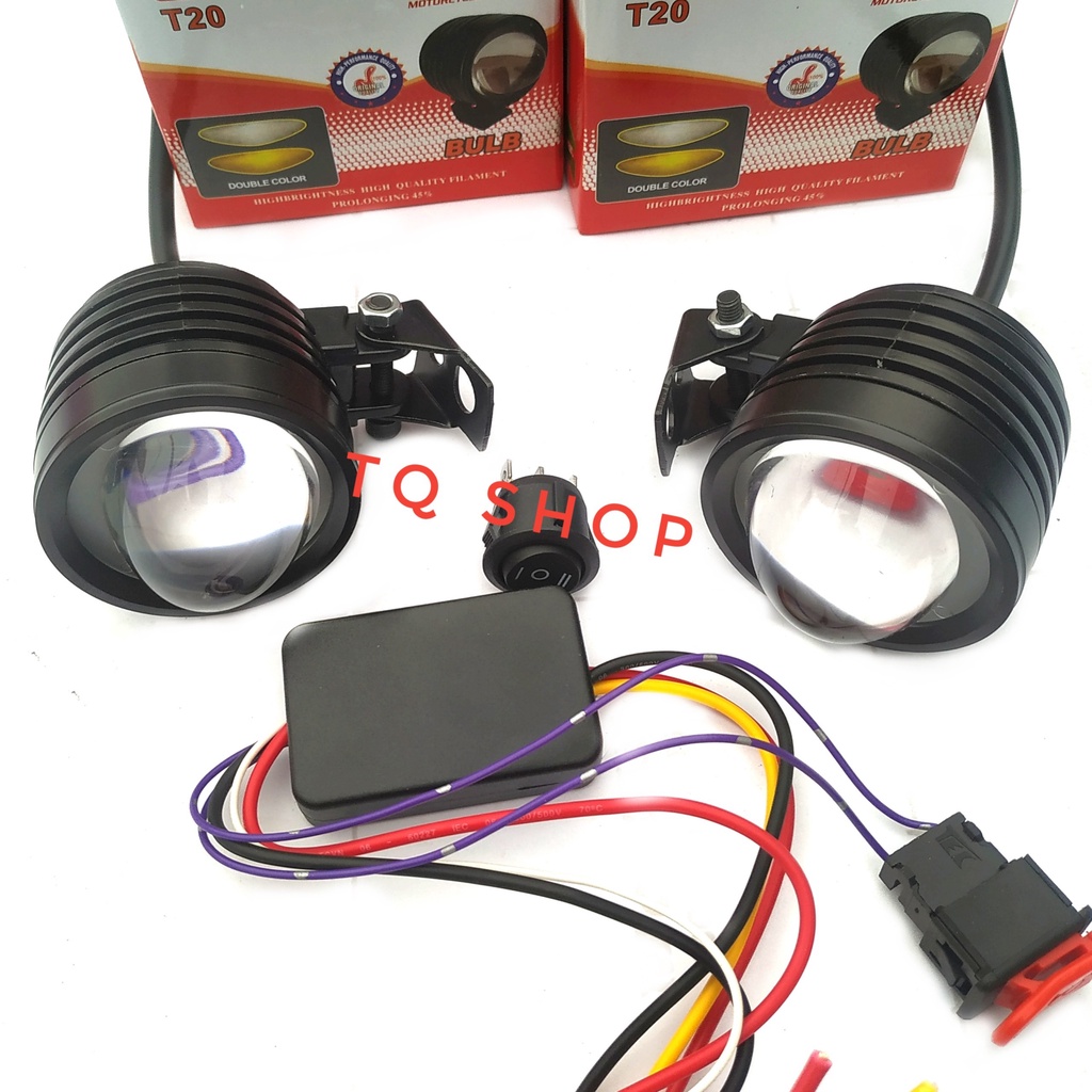 Combo đèn trợ sáng 2 màu siêu sáng kèm mạch autopassing lắp đặt sẵn