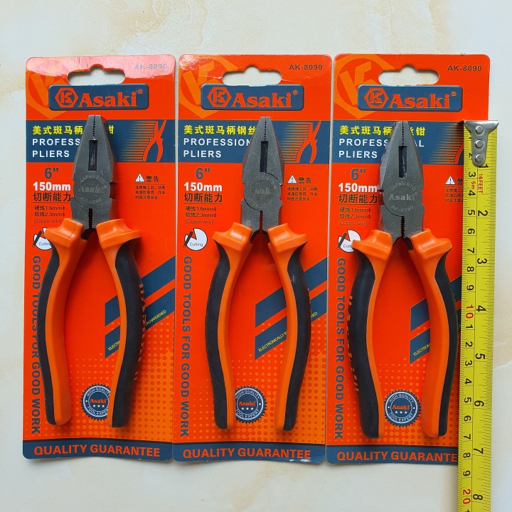 Kìm điện Asaki cao cấp cỡ 6 inch - Kềm điện Asaki 160mm, kềm điện, kềm Asaki, kềm công nghiệp, kềm nhật, kem Asaki
