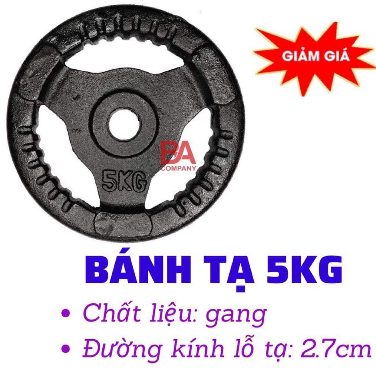 Tạ gang 5kg Bánh tạ gang 5kg phi 27