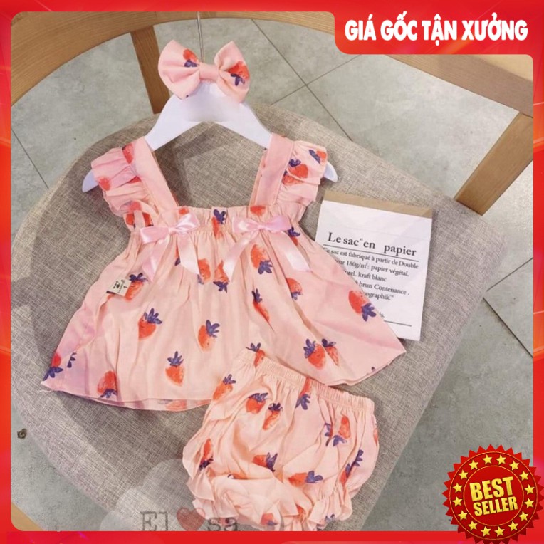 Bộ quần áo bé gái cánh tiên vải đũi siêu mềm mát