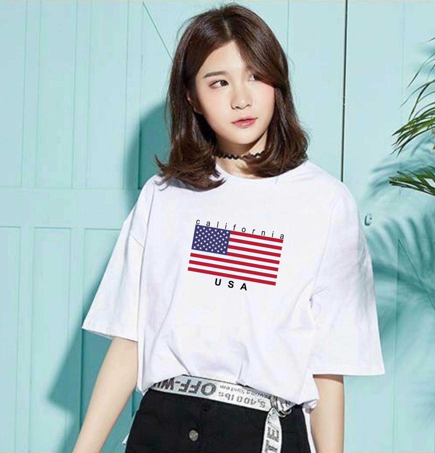 [HCM]Áo thun tay lỡ unisex in hình Cờ Mỹ thời trang Everest