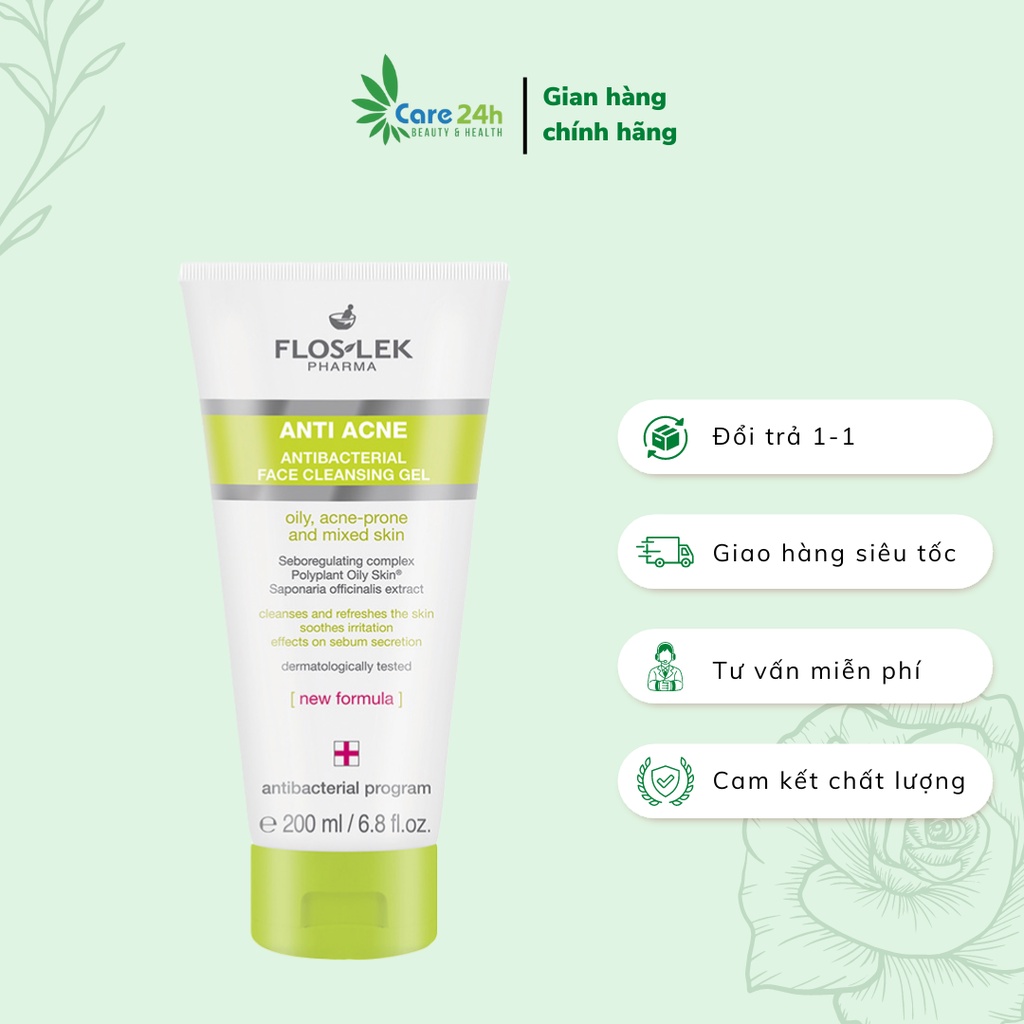 Sữa rửa mặt Floslek Anti Acne Bacterial Face Cleansing Gel 200ml