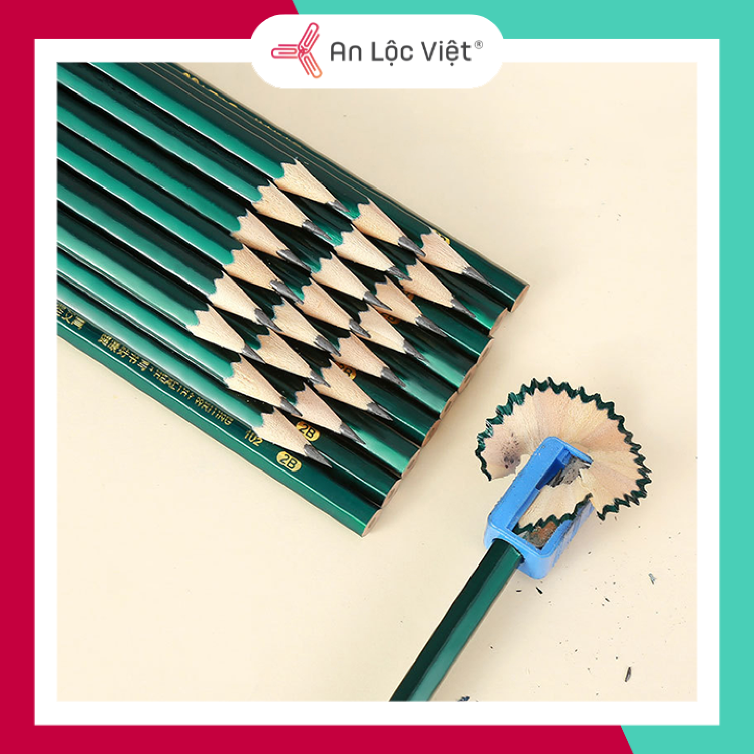 Combo 10 cây bút chì chuốt kami hb, 2b thân xanh nét đẹp