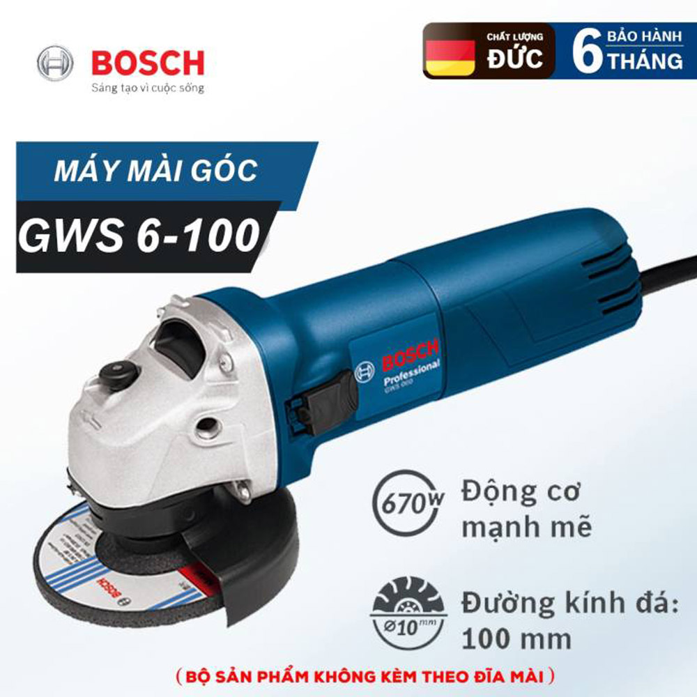 Máy mài góc nhỏ Máy cắt sắt cầm tay Bos ch GWS 060 Công suất 670W đá 100 có khả năng hoạt động mạnh mẽ với công suất 670W độ rung thấp. Bảo hành 12 tháng