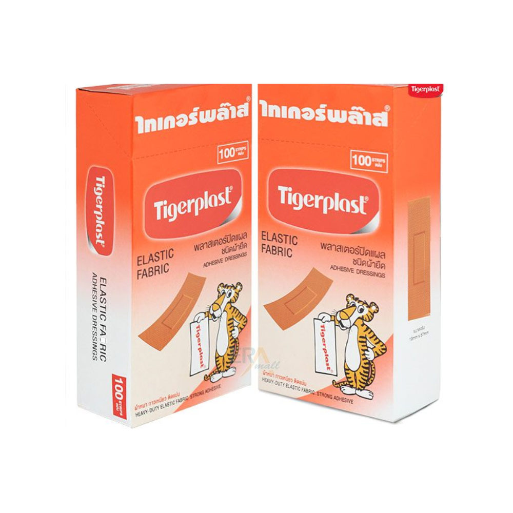 Hộp 100 Băng cá nhân Vải Thái Lan Tigerplast Elastic Fabric