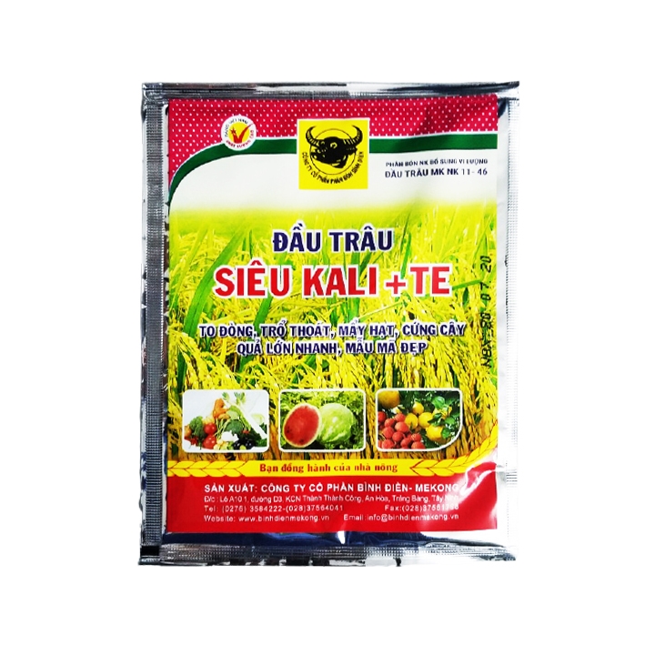 Phân bón vi lượng Đầu Trâu SIÊU KALI + TE giúp đậu trái chống rụng trái non rụng bông - gói 25g