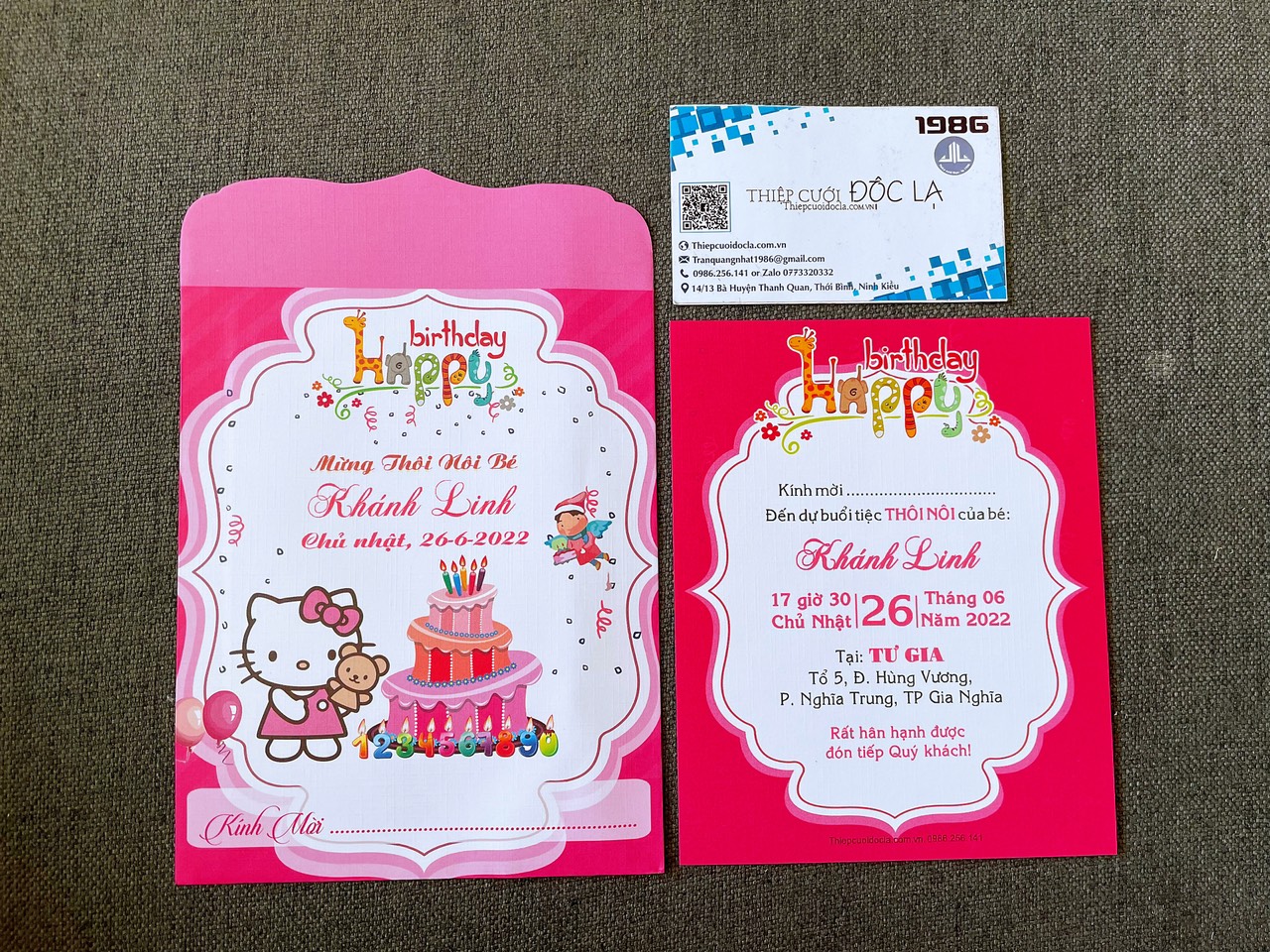 Combo 50 - thiệp thôi nôi, sinh nhật, đầy tháng mèo kitty