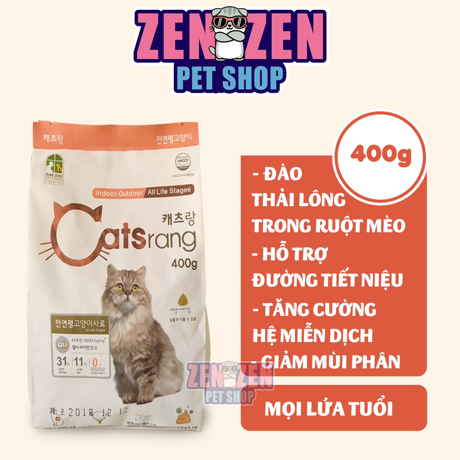 THỨC ĂN HẠT CHO MÈO MỌI LỨA TUỔI CATSRANG 400gram, 1kg, 2kg, 3kg, 5kg