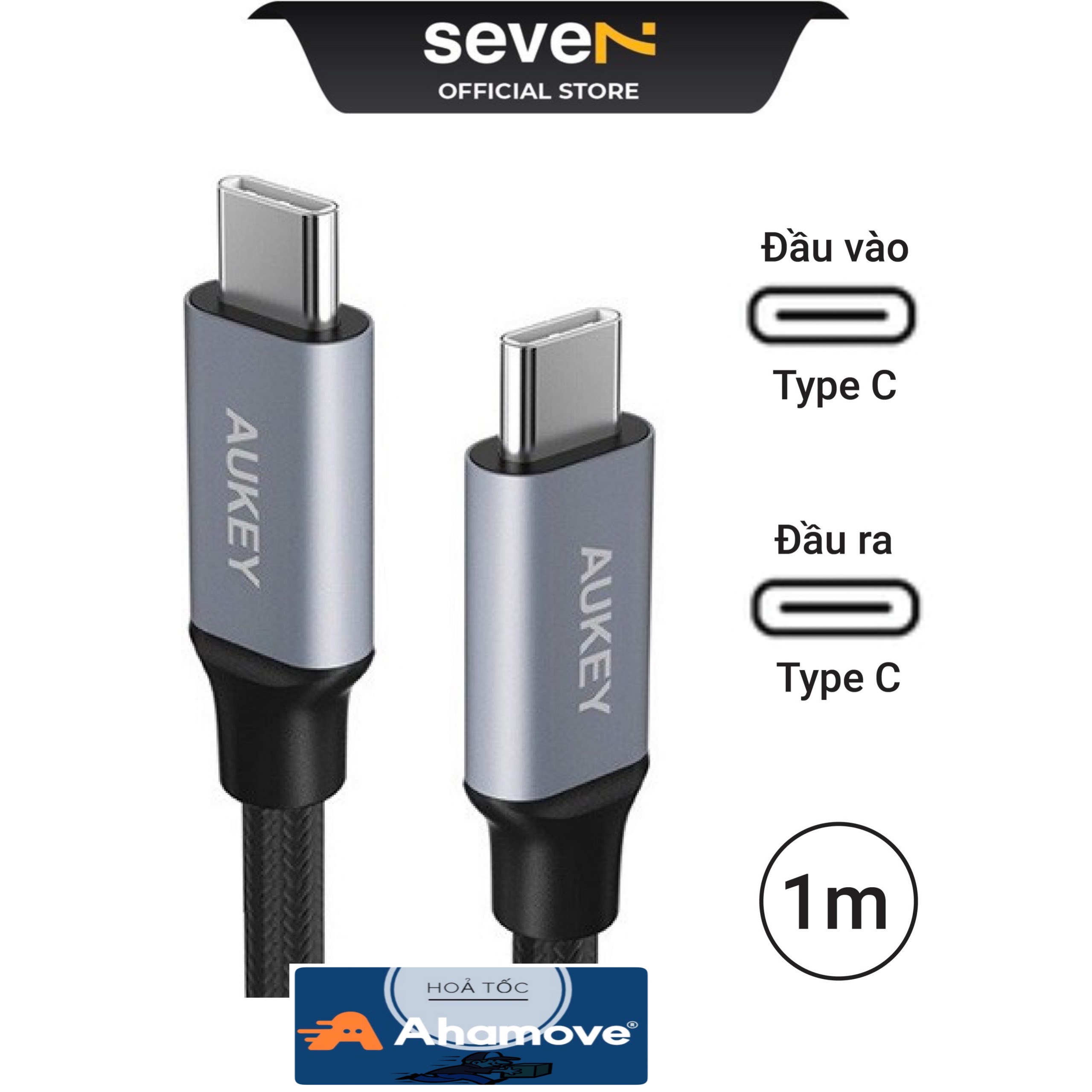 Cáp sạc c-c aukey cb-cd5 1m màu đen - sạc nhanh pd - chính hãng bh 12 tháng - seve7