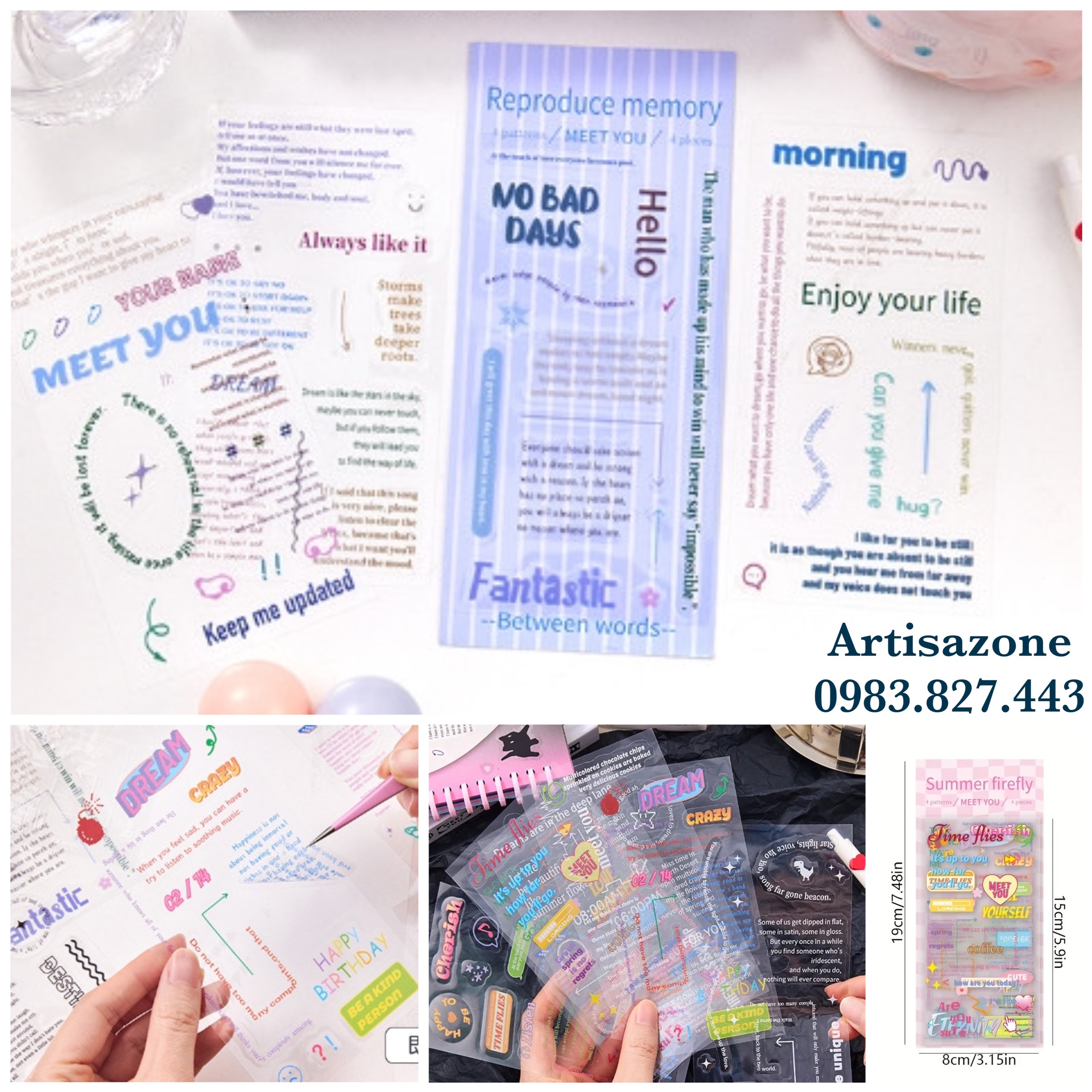 Sticker chữ Meet You - Set 04 tờ