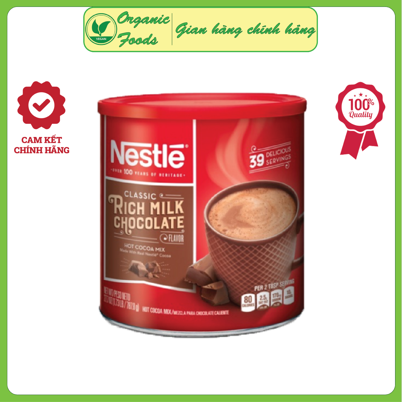 Bột cacao nestle rich milk chocolate hot cocoa mix 787,8g - nhập khẩu mỹ