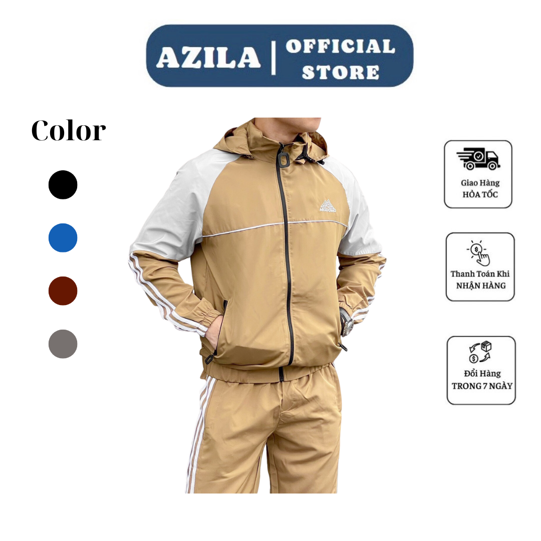 Bộ quần áo gió thể thao AZILA chất vải gió cao cấp phù hợp cho đi chơi và